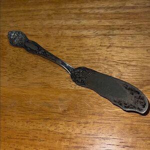 Ornate Floral Silver-Tone Butter Knife